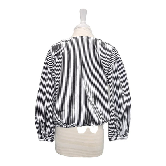 Bebe Gray White Stripes Long Sleeves Drawstring Tie at Waist Size M - Picture 3 of 10